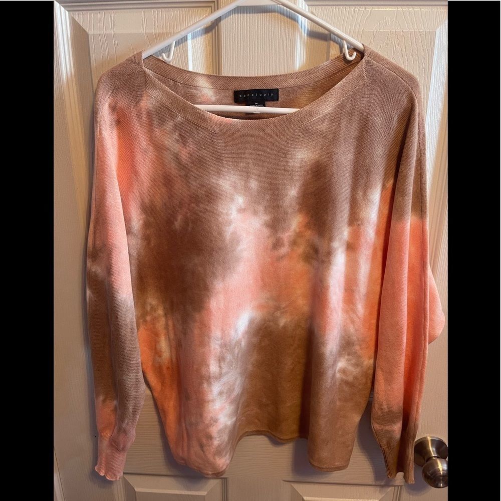 Sanctuary tan and peach tie dye sweater sz M